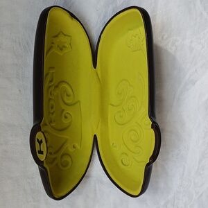 Koali hard clamshell sunglasses eyeglasses case brown bright neon green inside